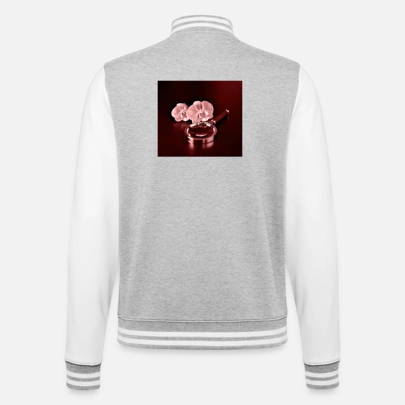 Fleurs d’orchidée et loupe - Veste Teddy - gris chiné / blanc