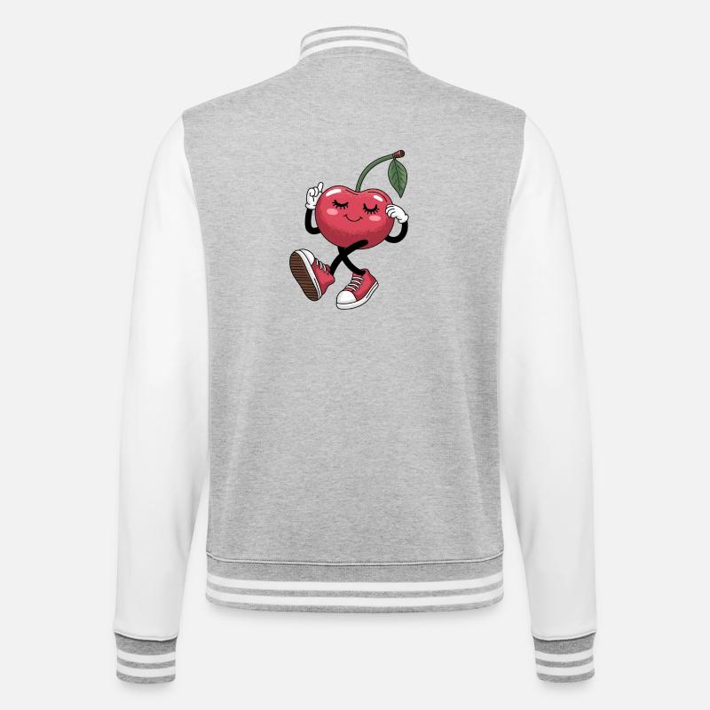Dancing cherry with sneakers cheerful - College Sweat Jacket - heather grey/white