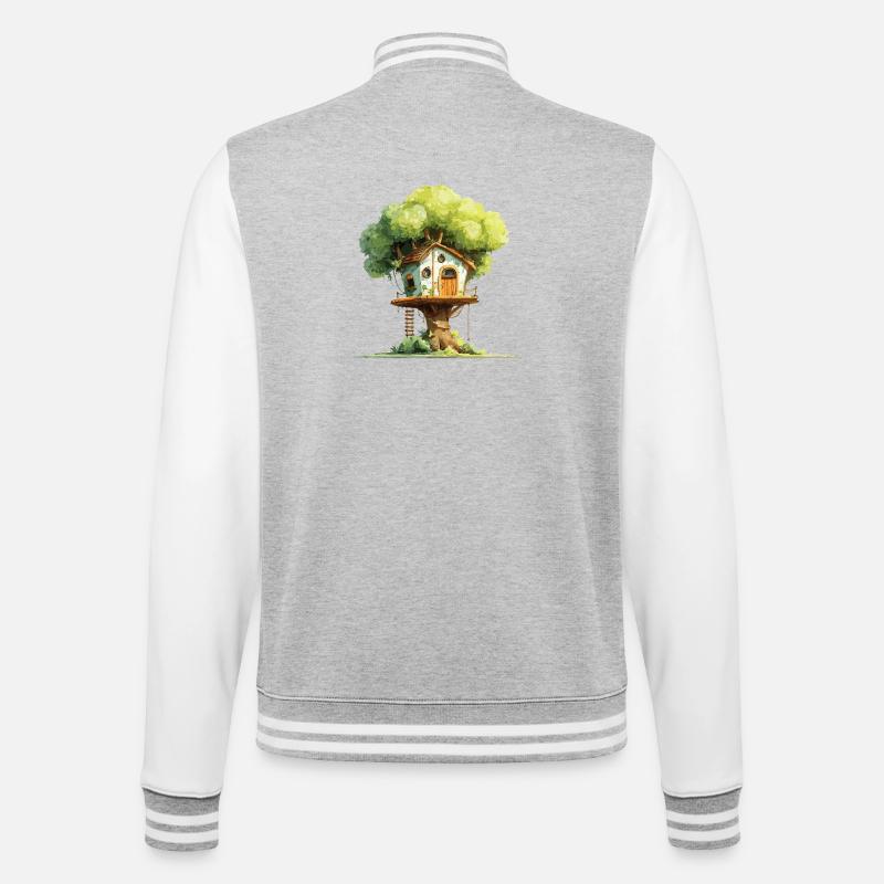 Cabane dans l’arbre dans la canopée - Veste Teddy - gris chiné / blanc