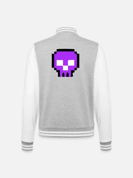 Pixel Skull Game Over - College Sweat Jacket - heather grey/white