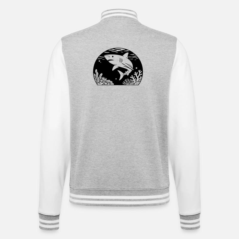 Requin avec corail - Veste Teddy - gris chiné / blanc