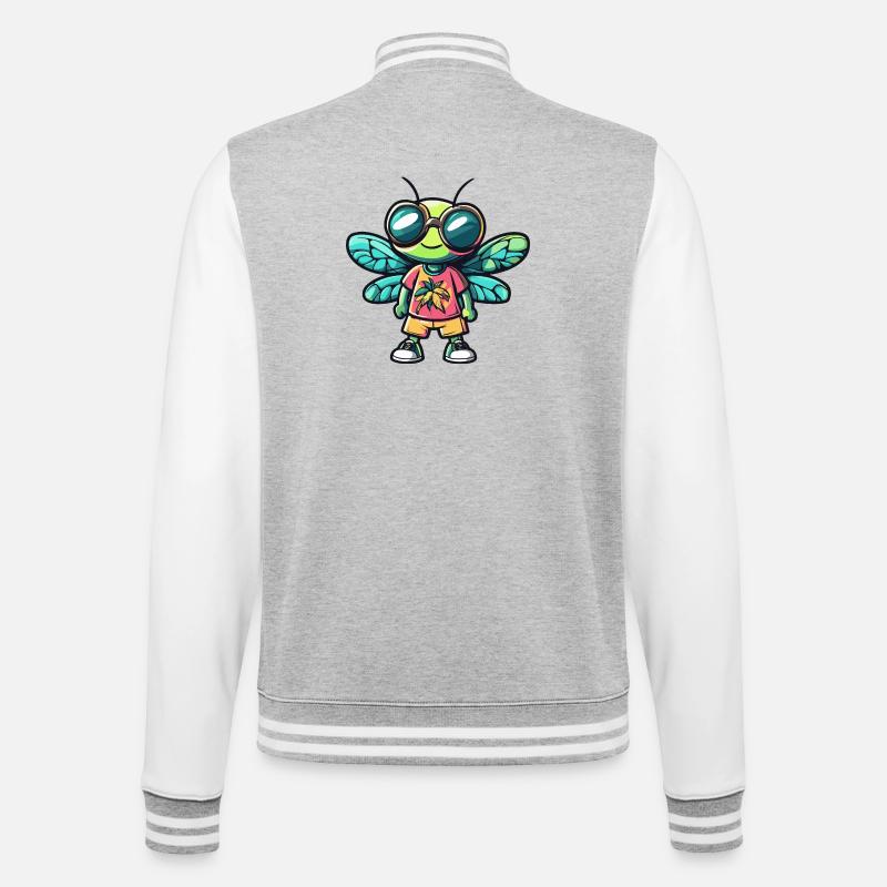 Libelle Comic Urlaub - College-Sweatjacke - Grau meliert/Weiß