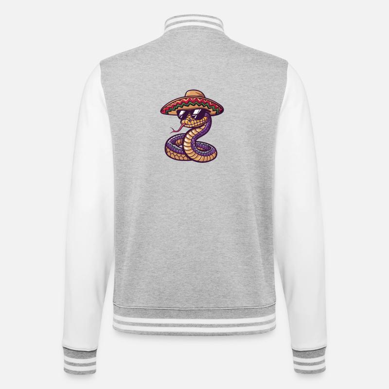 Snake Cobra Comic Funny Sombrero - College Sweat Jacket - heather grey/white