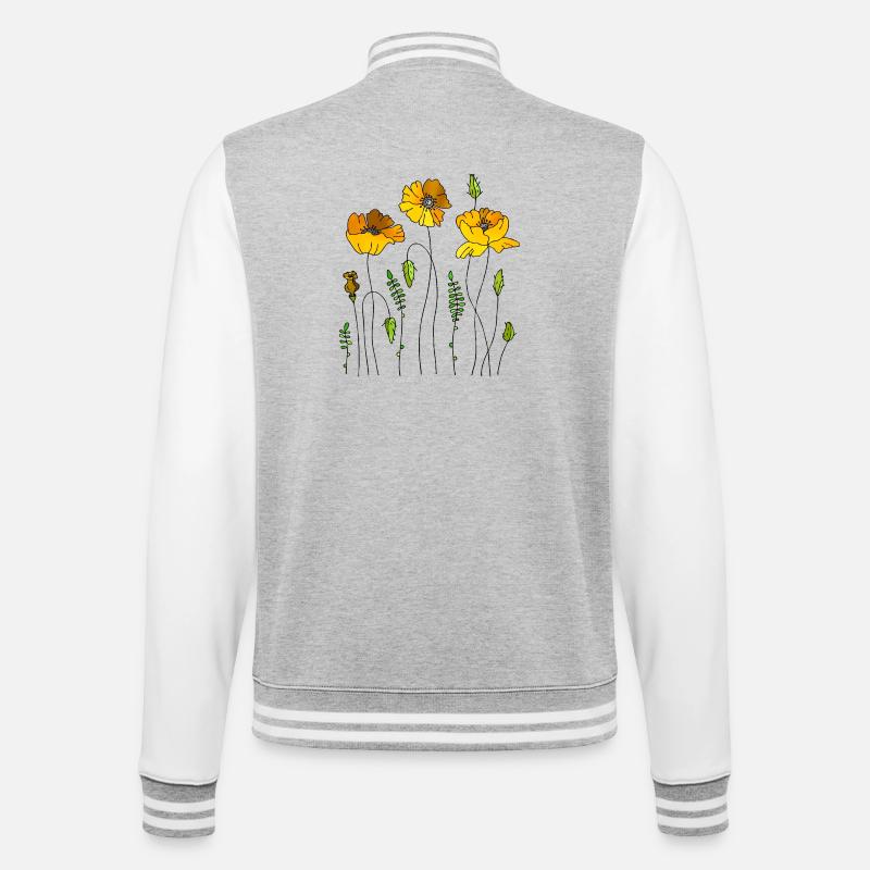 Flowers - College Sweat Jacket - heather grey/white