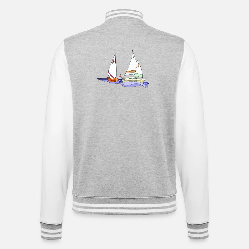 Segelboote - College-Sweatjacke - Grau meliert/Weiß