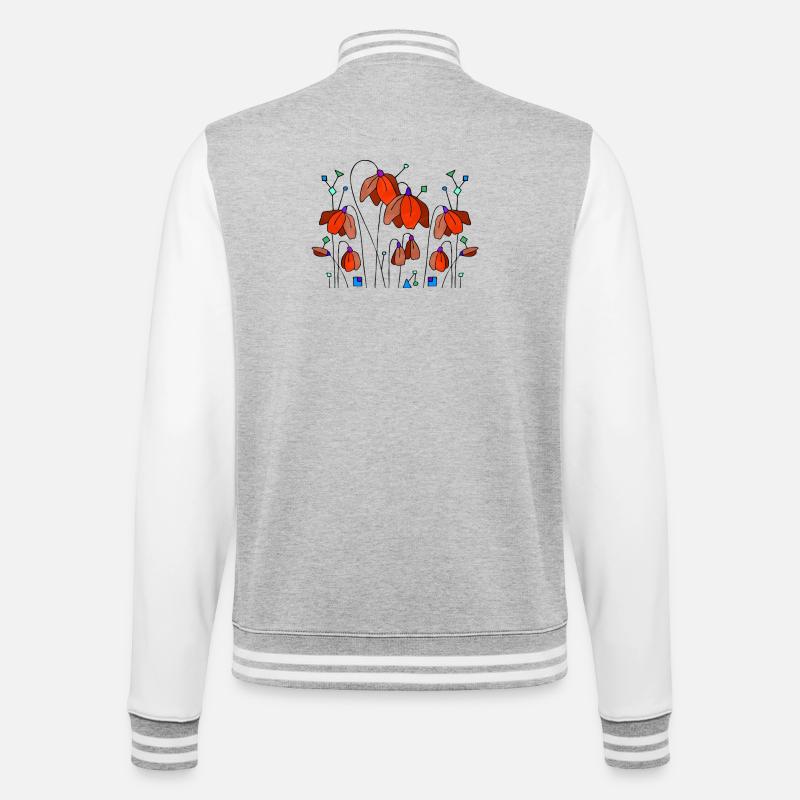 Blumen - College-Sweatjacke - Grau meliert/Weiß