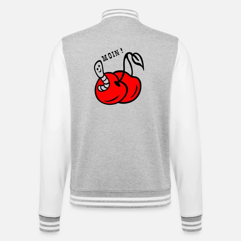 Cherries with worm - College Sweat Jacket - heather grey/white