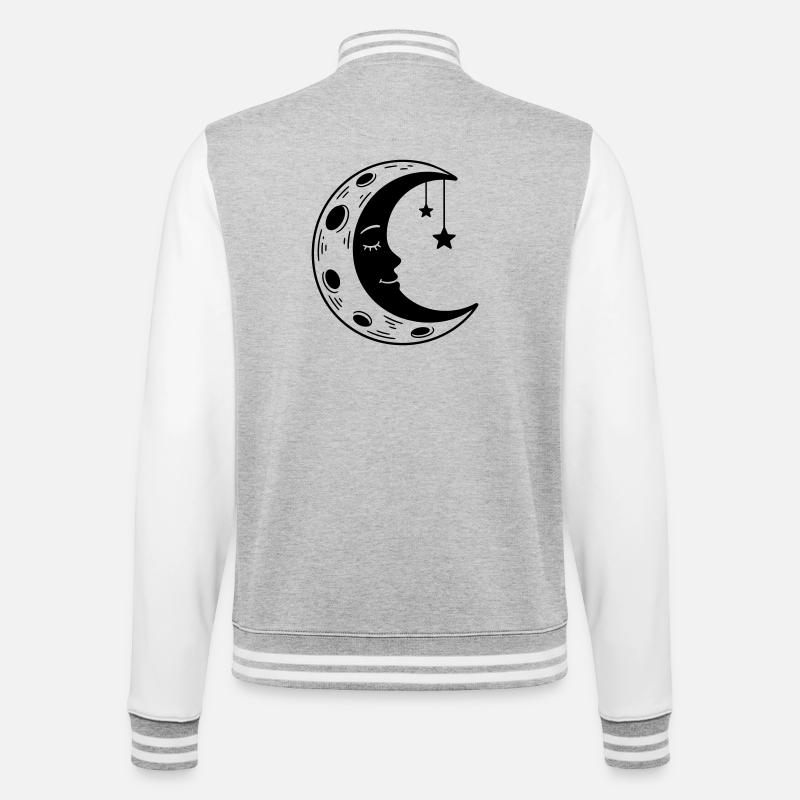 crescent moon - College Sweat Jacket - heather grey/white