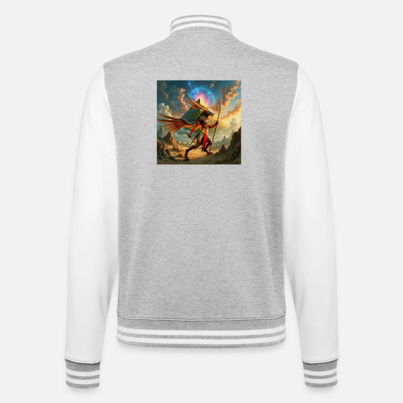 Gardien ailé de la pyramide - Veste Teddy - gris chiné / blanc