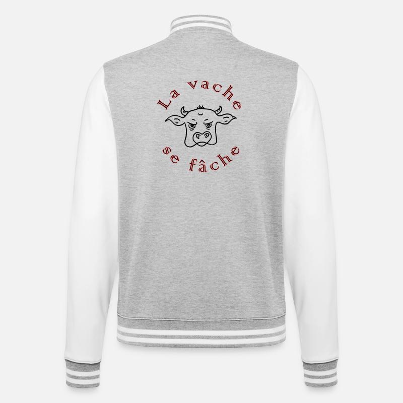 Die Kuh wird wütend schwarz - College-Sweatjacke - Grau meliert/Weiß