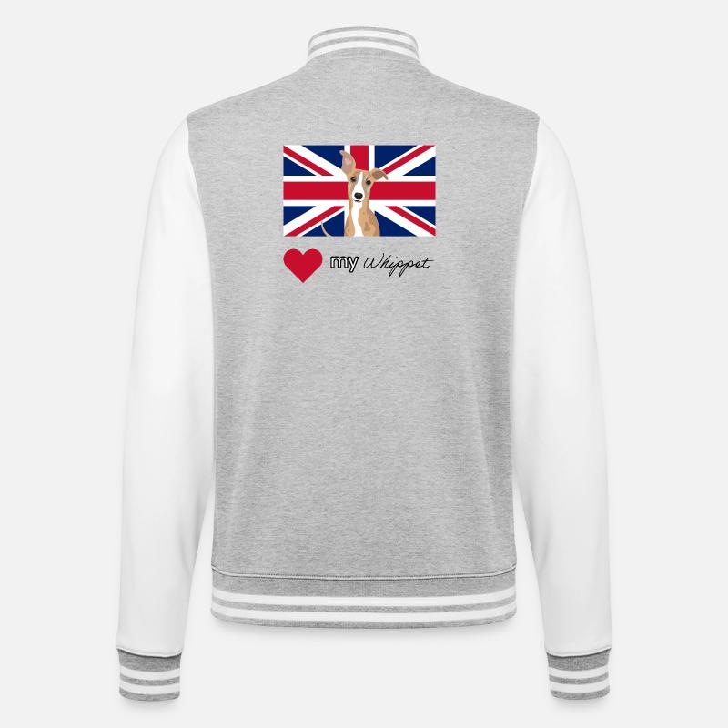 LUVMYWHIPPET (Black) - College Sweat Jacket - heather grey/white