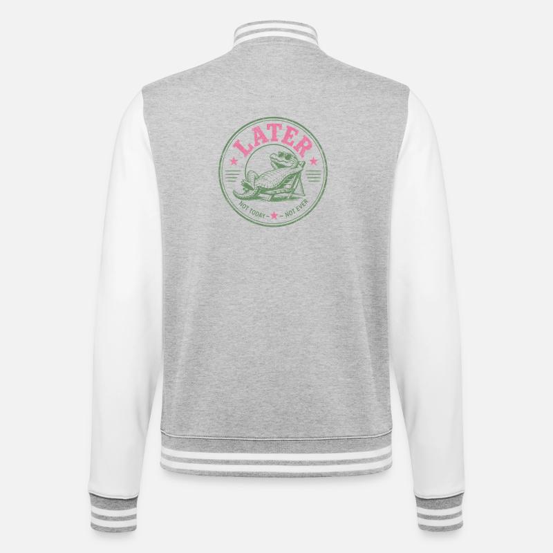 Aufschieberkrokodil Nie Heute - College-Sweatjacke - Grau meliert/Weiß