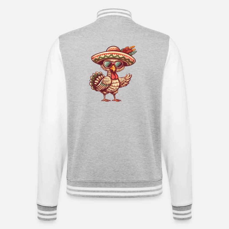 Turkey Comic Funny Sombrero - College Sweat Jacket - heather grey/white