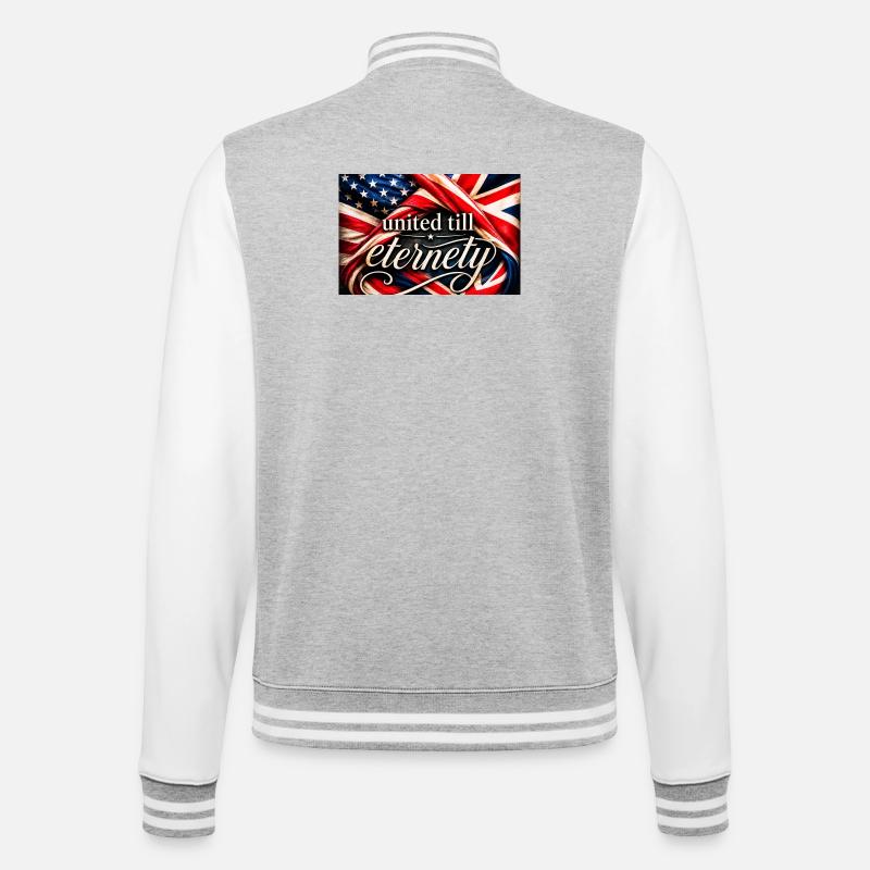 Drapeaux unis jusqu’à l’éternité - Veste Teddy - gris chiné / blanc