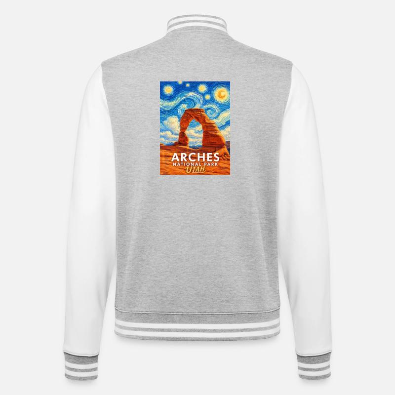 Arches Utah Starry Sky Rock Arch - College Sweat Jacket - heather grey/white