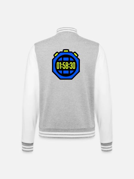 Stopwatch Best Time Half Marathon - College Sweat Jacket - heather grey/white