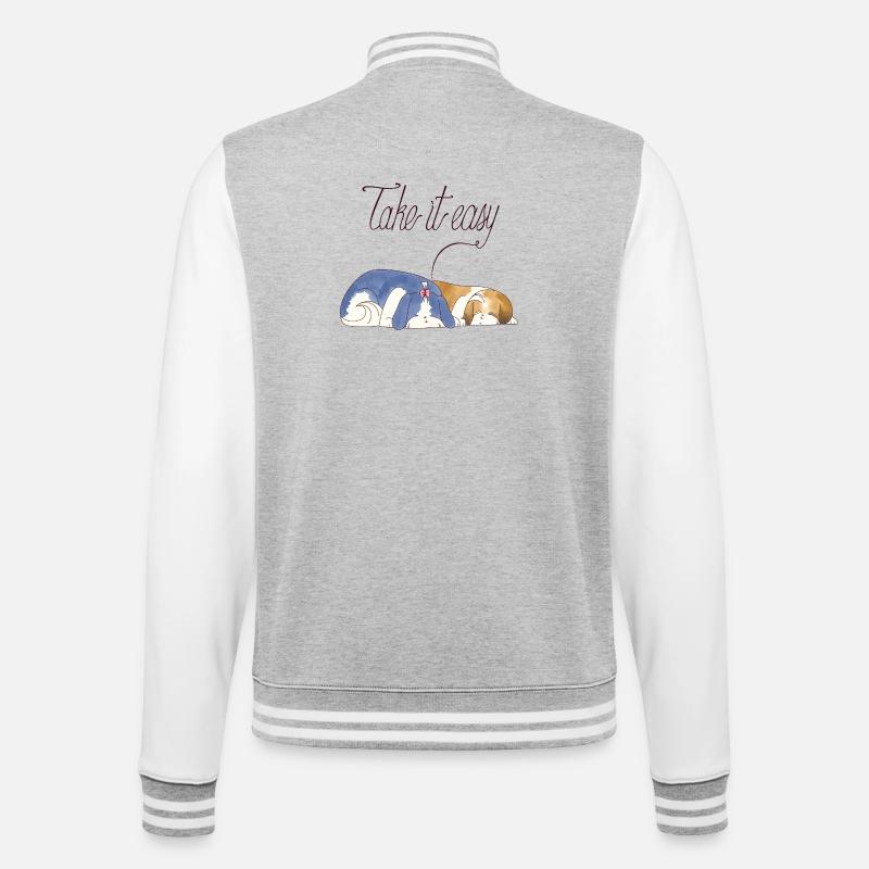 Take It Easy Shihtzu Puppies - College Sweat Jacket - heather grey/white