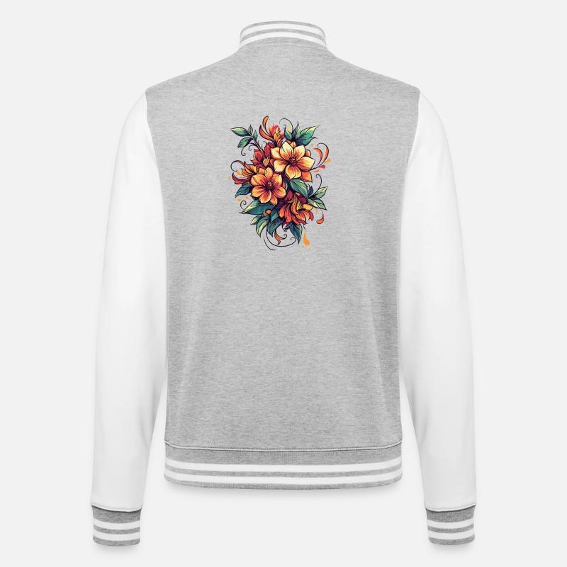 Bouquet de Fleurs de Feu - Veste Teddy - gris chiné / blanc