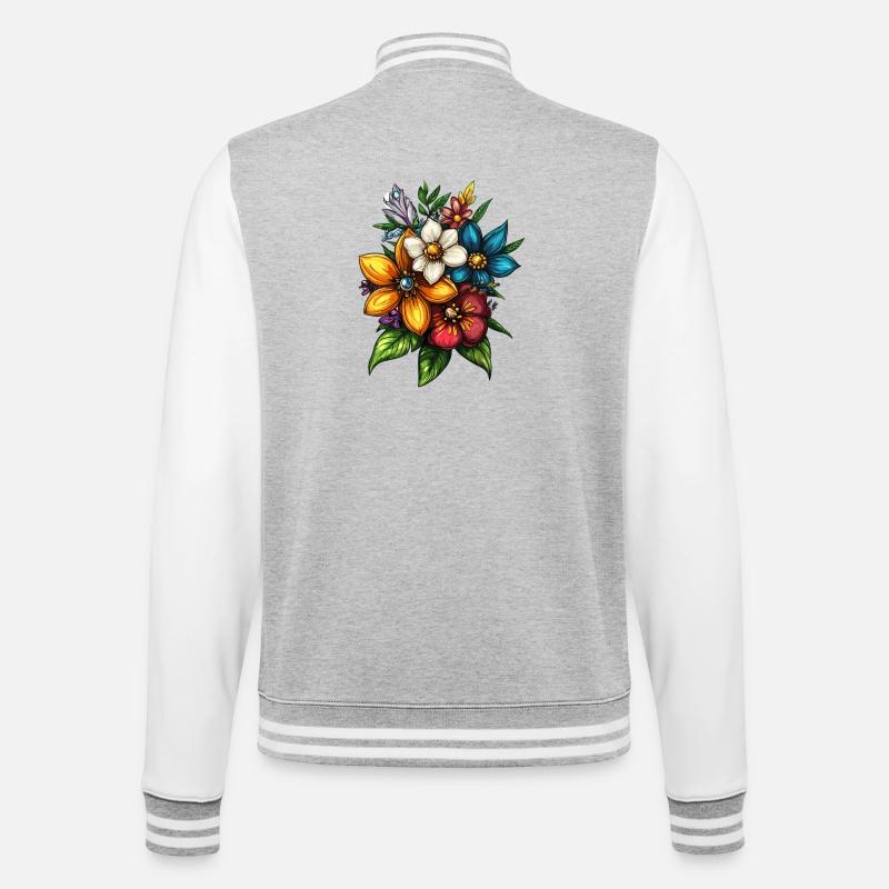 Blumenstrauß Farbexplosion - College-Sweatjacke - Grau meliert/Weiß