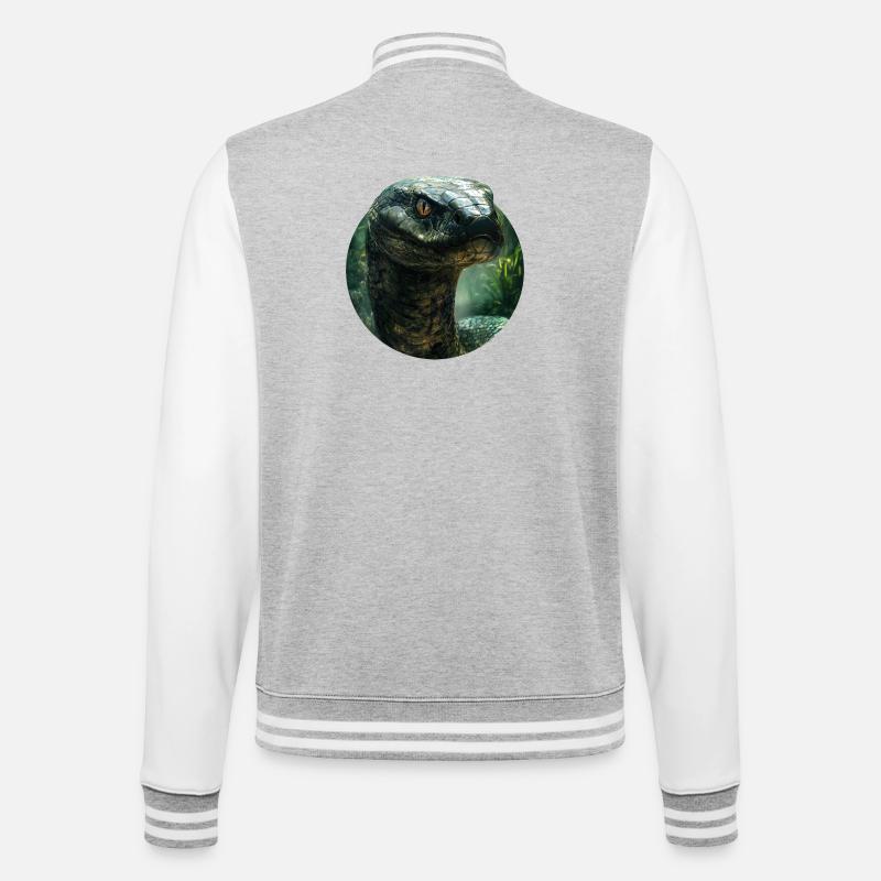 Snake Design - College Sweat Jacket - heather grey/white