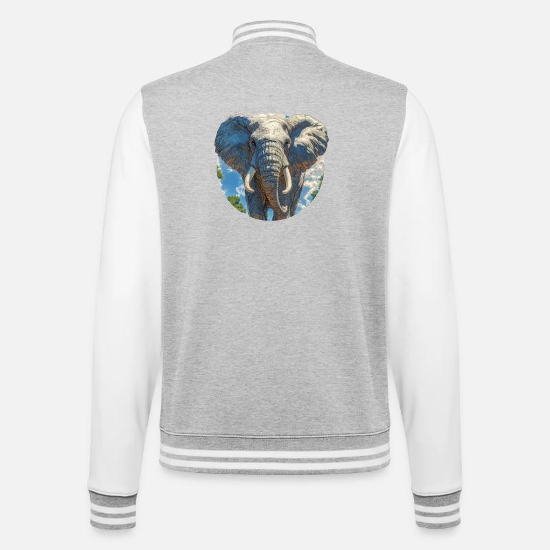 Elefantendesign - College-Sweatjacke - Grau meliert/Weiß