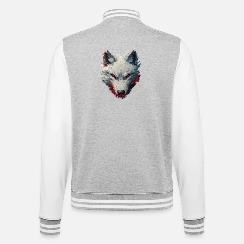 Wolf Design - College Sweat Jacket - heather grey/white
