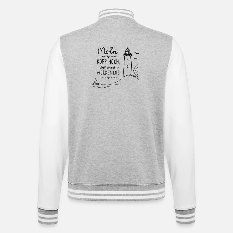 Moin Kopp Hoch Wolkenlos - College-Sweatjacke - Grau meliert/Weiß