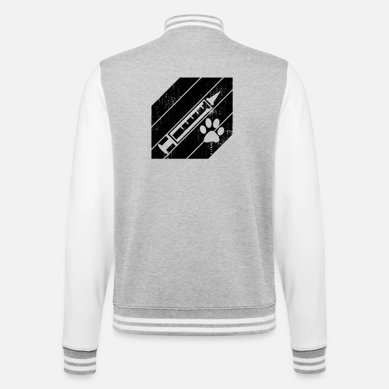 Spritze - College-Sweatjacke - Grau meliert/Weiß