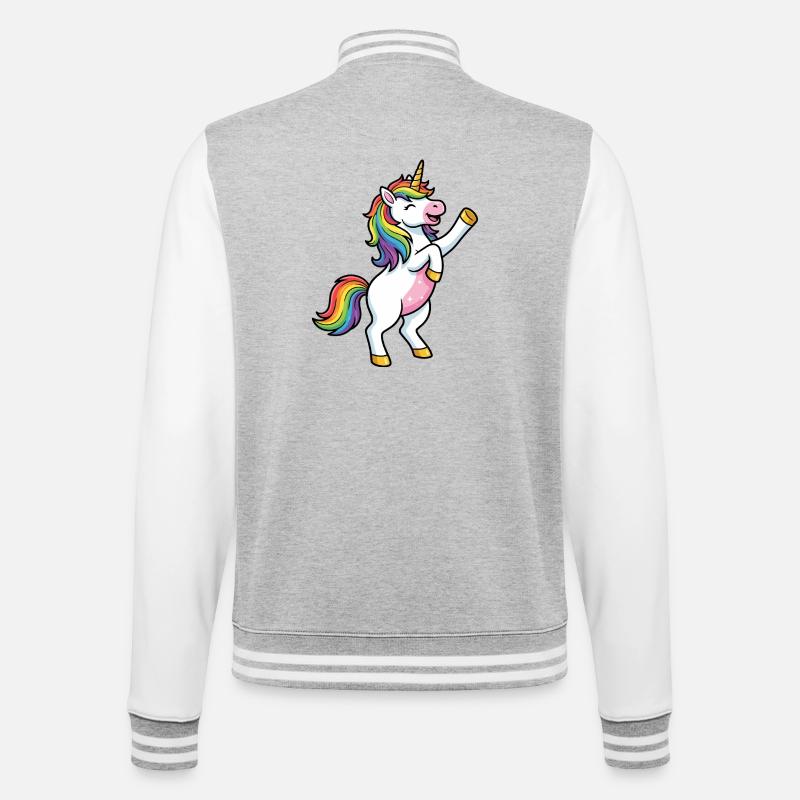 Regenbogen-Einhorntanz - College-Sweatjacke - Grau meliert/Weiß