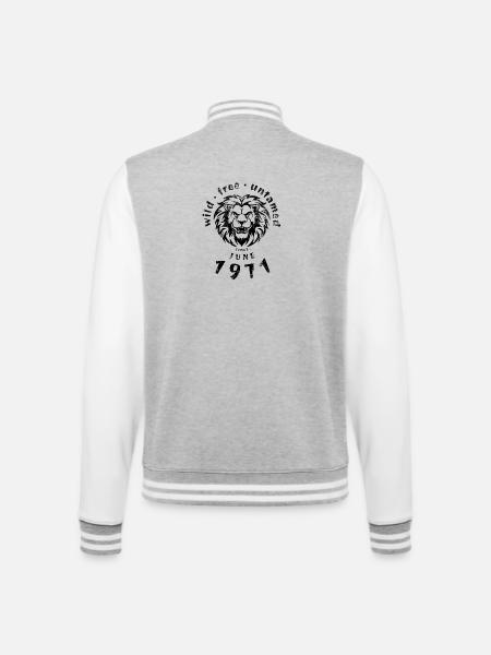Wild, free & untamed since 06/1971 - College Sweat Jacket - heather grey/white