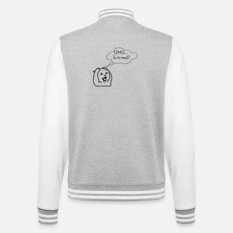 OMG - College-Sweatjacke - Grau meliert/Weiß