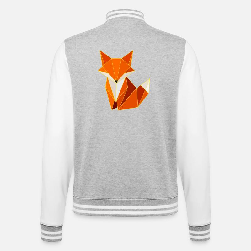 Fuchs Polygon Geometrie Design  - College-Sweatjacke - Grau meliert/Weiß