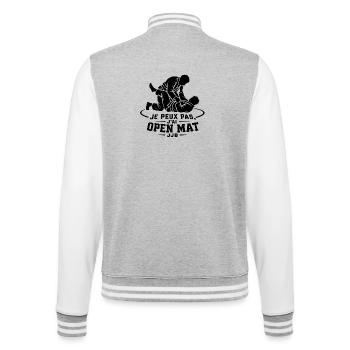Je peux pas j’ai Open Mat – JJB BJJ - Veste Teddy - gris chiné / blanc - Dos - Marisol (170cm)