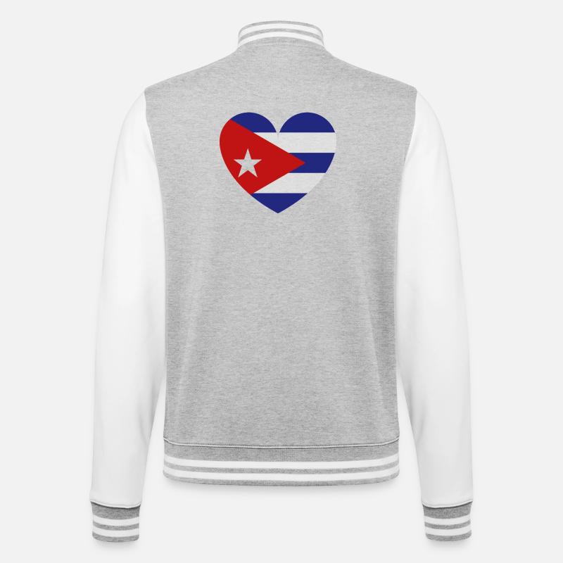 Drapeau du Cœur de Cuba - Veste Teddy - gris chiné / blanc