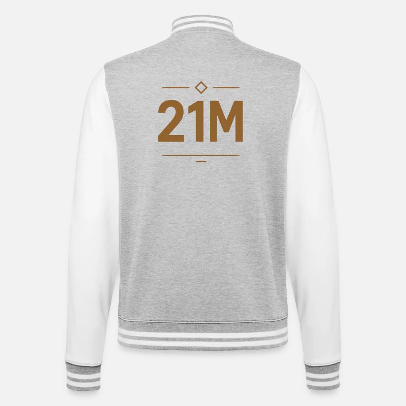21M Bitcoin Limit Design Gold - College Sweat Jacket - heather grey/white