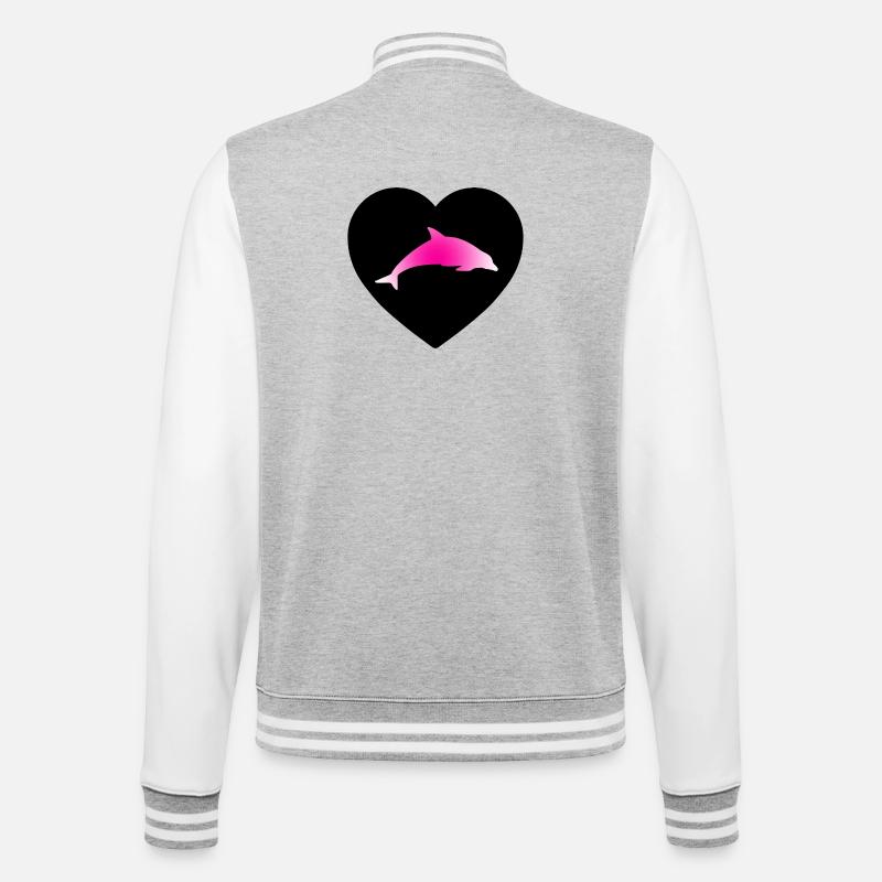 Delfin - College-Sweatjacke - Grau meliert/Weiß