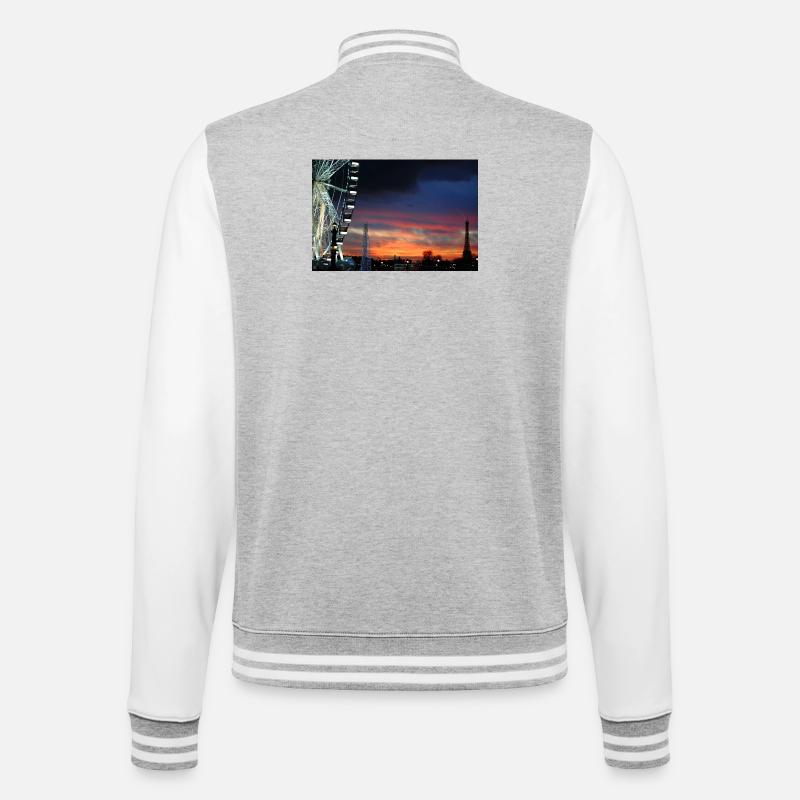 Paris at Sunset Ferris Wheel - College Sweat Jacket - heather grey/white