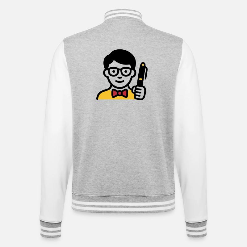 Professeur Professeur Bande dessinée Glasses - Veste Teddy - gris chiné / blanc