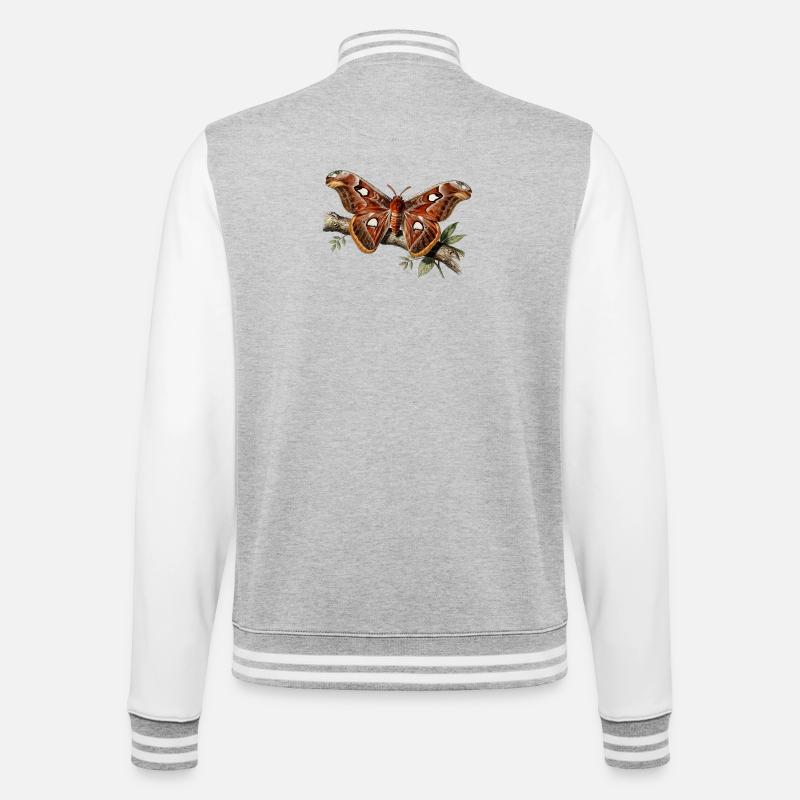 Attacus moth - College Sweat Jacket - heather grey/white