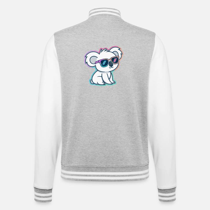 Koala néon lunettes - Veste Teddy - gris chiné / blanc