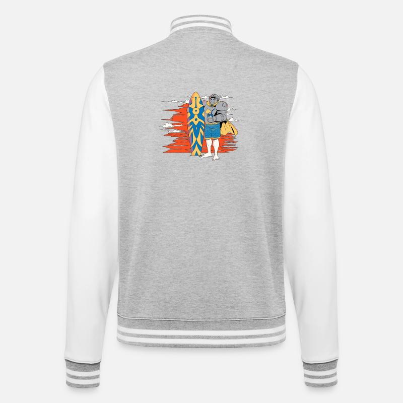 Surfer Knight in the Setting Sun - College Sweat Jacket - heather grey/white