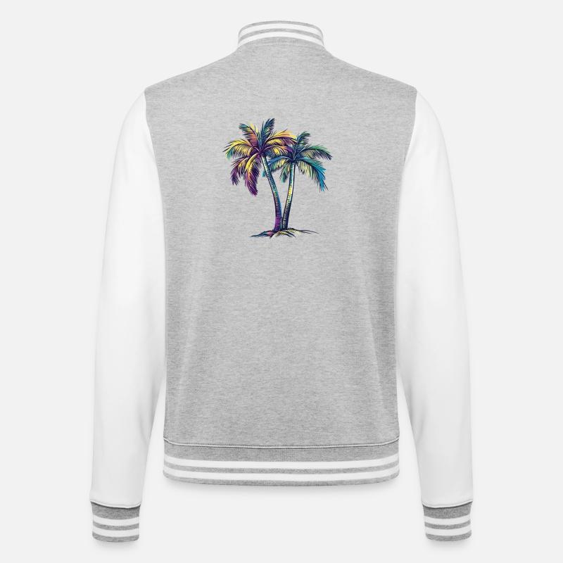 Rainbow Palm Trees Tropical Dream - College Sweat Jacket - heather grey/white