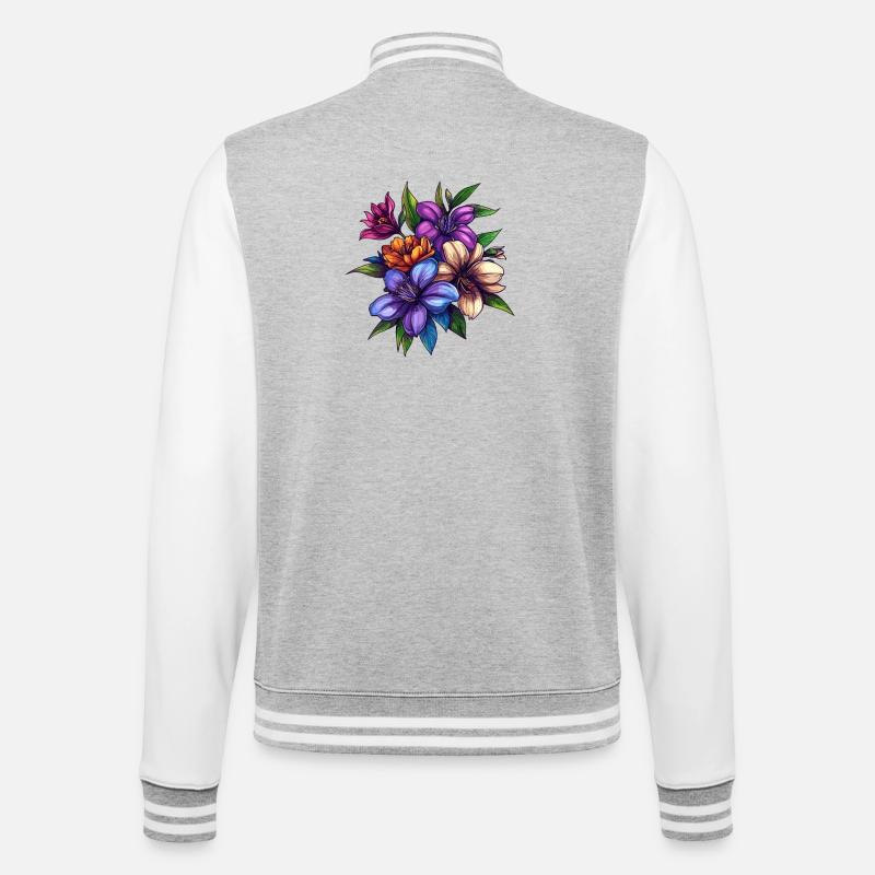 Tropical Flower Bouquet – Colour Explosion - College Sweat Jacket - heather grey/white
