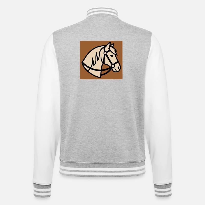 Horse Head Bridle Equestrian - College Sweat Jacket - heather grey/white