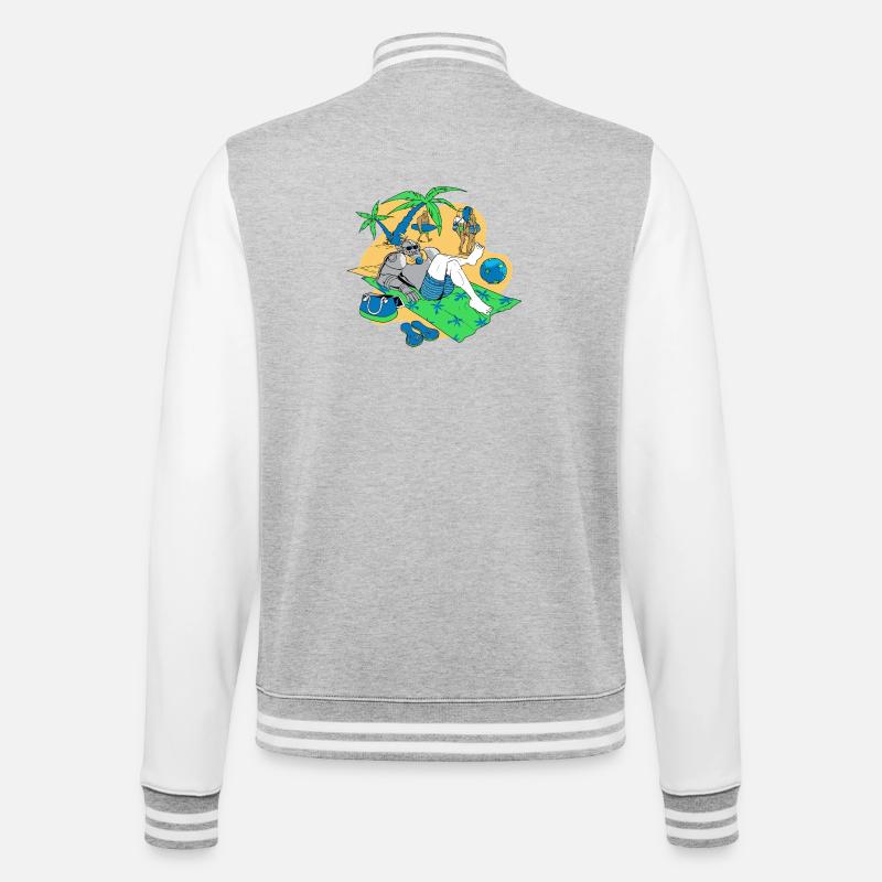 Chevalier Détendu sur Plage Tropicale - Veste Teddy - gris chiné / blanc