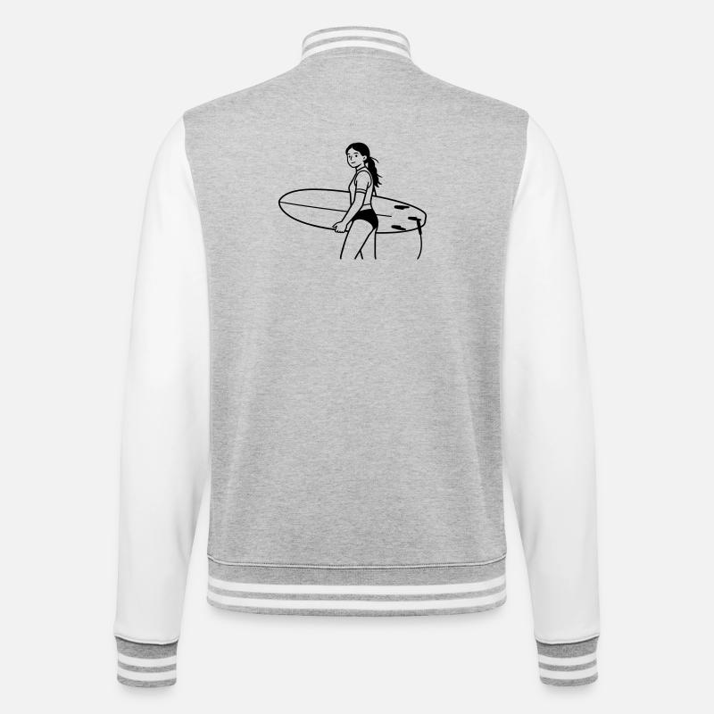 surf - College Sweat Jacket - heather grey/white