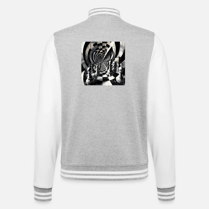 Spirale d’échecs en noir et blanc - Veste Teddy - gris chiné / blanc