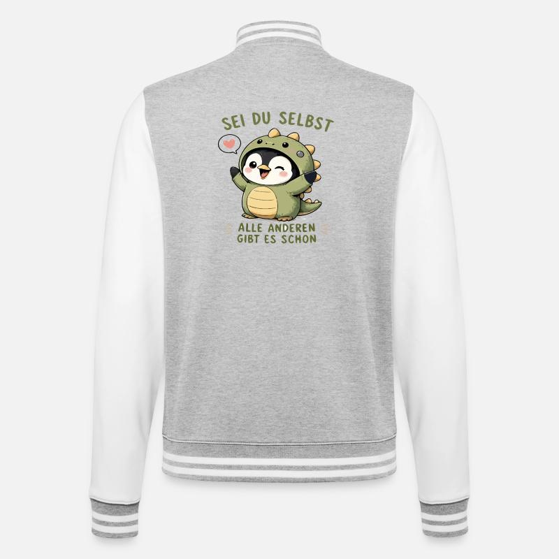 Sei du selbst - Pinguin - College-Sweatjacke - Grau meliert/Weiß