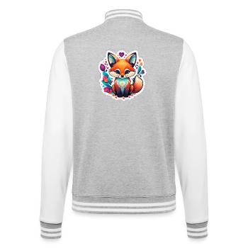 Colorful Fairy Fox Heart - College Sweat Jacket - heather grey/white - Back - Marisol (170cm)