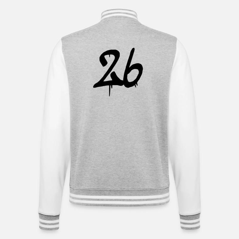 26 - College-Sweatjacke - Grau meliert/Weiß